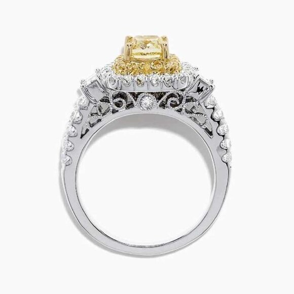 💝 Noble Round Yellow Gemstone Square Diamond Silver Ring for Women,VIP244 - Picture 5 of 6